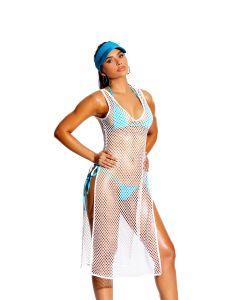 Crochet Swim Cover-up Dress with Side Slits