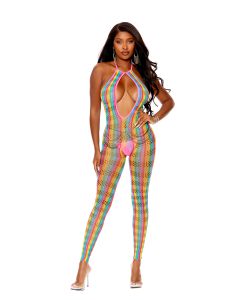 Crochet Net Footless Bodystocking with Open Crotch