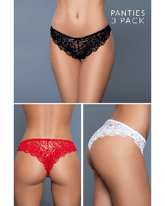 3 Pack Lace Brazilian Panty