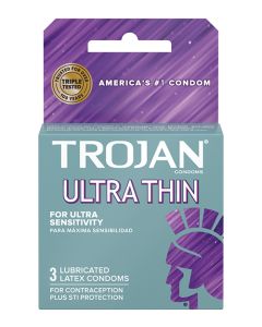 Trojan Ultra Thin Lubricated Condoms - Box of 3