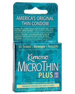 Kimono Micro Thin Aqua Lube Condoms - Box of 3