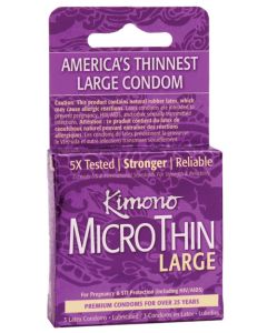 Kimono Micro Thin Large Condoms - Box of 3