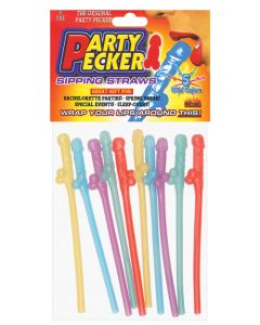 Party Pecker Straws - Asst. Colors Pack of 10