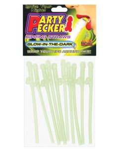 Party Pecker Sipping Straws - Glow in the Dark Pack of 10
