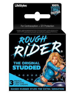 Lifestyles Rough Rider Studded Condom Pack - Pack of 3