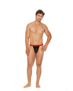Men's Striped Mesh G-string Pouch