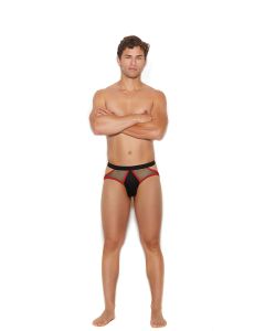 Men's Fishnet and Lycra Jock Strap with Red Trim
