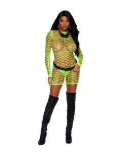 Diamond Net Long Sleeve Mini Dress