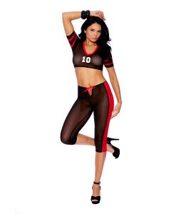 Touchdown Hottie - Mesh Cami Top and Matching Pants with Lace Up Front Detail