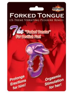 Forked Tongue X-treme Vibrating Pleasure Ring - Purple