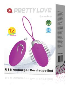 Pretty Love Jessica 12 Functions Egg Vibrator - Fuchsia