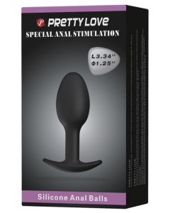 Pretty Love 3.34" Silicone Anal Plug w/Ball - Black