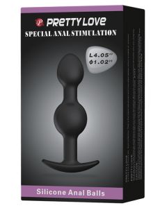 Pretty Love 4.05" Silicone Anal Plug w/Ball - Black