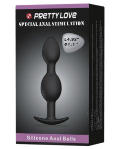 Pretty Love 4.92" Silicone Anal Plug w/Ball - Black