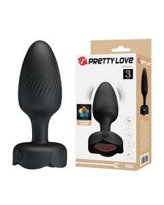 Pretty Love Osborn Medium Butt Plug w/Multi Color Bottom Light - Black
