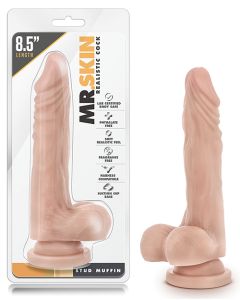 Blush Dr. Skin Stud Muffin 8.5" Dong w/Suction Cup - Beige