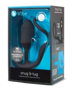 b-Vibe Snug & Tug Weighted Silicone & Penis Ring - 128 g Black