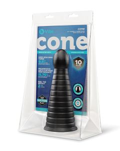 b-Vibe Cone 10" Tapered & Ribbed Dildo w/Suction Cup