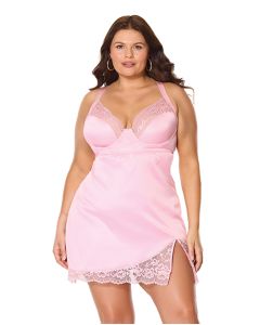 Kissed by Satin Underwire Chemise - Pink