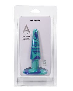 A Play 5" Groovy Silicone Anal Plug - Ocean