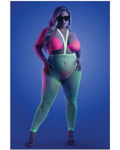 Glow Come Alive Suspender Stockings, Bralette & G-String Multi Color QN