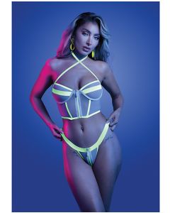 Supernatural Glow-in-the-Dark Zipper Bralette & Thong - White