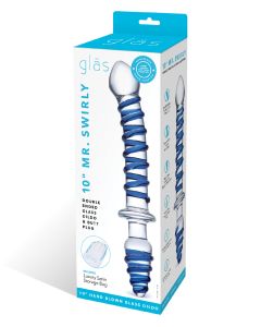 Glas 10" Mr. Swirly Double Ended Glass Dildo & Butt P