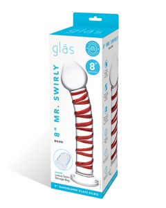 Glas 8" Mr. Swirly Glass Dildo - Red