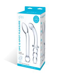 Glas 2 pc G-Spot Pleasure Glass Dildo Set - Clear