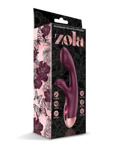 Zola Rechargeable Silicone Dual Massager - Burgundy/Rose Gold