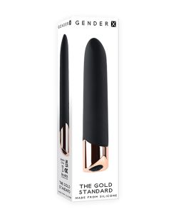Gender X The Gold Standard Rechargeable Silicone Bullet - Black/Rose Gold