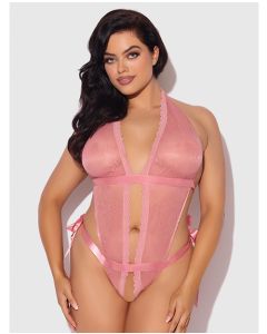 Kiki Lace & Satin Drop Off Teddy - Rose