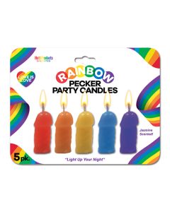 Rainbow Pecker Party Candles - Asst. Colors Pack of 5