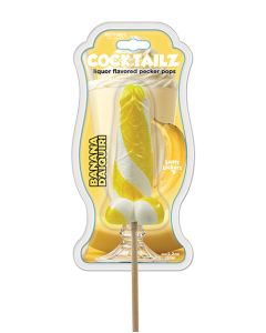 Cock Tailz Liquor Flavored Pecker Pops - Banana Daiquiri Yellow/White Stripe