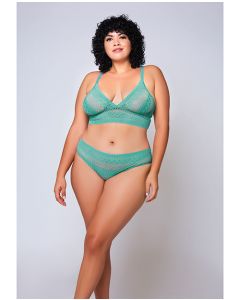 Geometric Lace Bralette & Hipster Teal