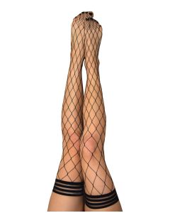 Kix'ies Michelle Large Fishnet Thigh High Black A