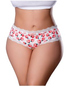 Sweet Treats Crotchless Boy Short w/Wicked Sensual Care Peach Lube - White QN