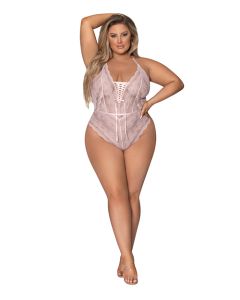 Seabreeze Strappy Back Teddy w/Snap Crotch Blush 2X