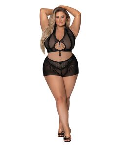 Modern Romance Tie Front Halter & Tap Pant Black