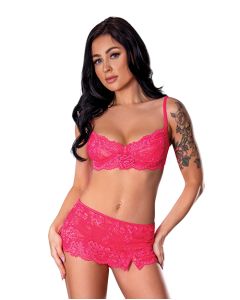 Get It Girl Lace Bra w/Skirt & Thong - Pink