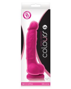 Colours Dual Density 5" Dong w/Balls & Suction Cup - Pink