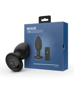 Nexus Tornado Rotating & Vibrating Medium Butt Plug w/Remote - Black