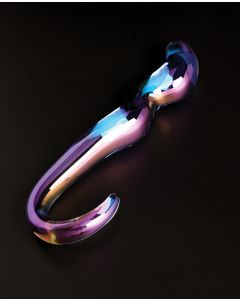 Cristal Blue Flame Curved Glass Dildo - Purple