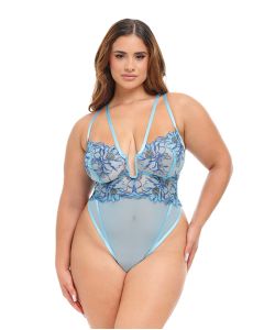 Emilia Floral Embroidered Teddy - Blue