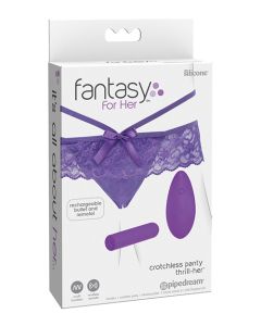 Fantasy For Her Crotchless Panty Thrill Her - Purple