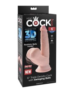 King Cock Plus 6" Triple Density Cock w/Swinging Balls - Ivory