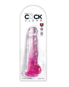 King Cock Clear 8" Cock w/Balls