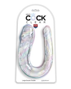 King Cock Clear Large Double Trouble Dildo - Clear