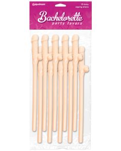 Bachelorette Party Favors Dicky Sipping Straws - Flesh Pack of 10