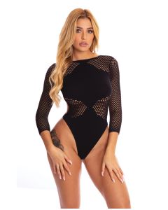 Pink Lipstick Definitive Diva Bodysuit Black O/S
